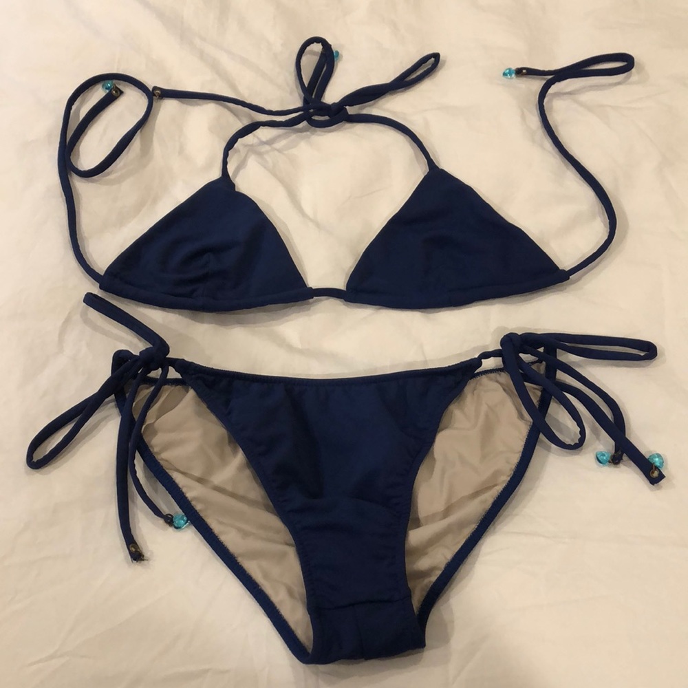 Shoshanna Swimwear Blue String Bikini